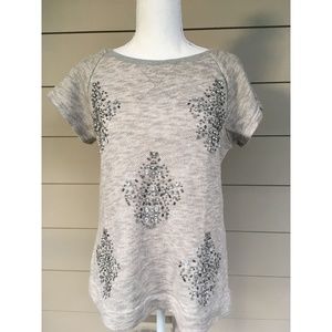 bejeweled short sleeve sweater